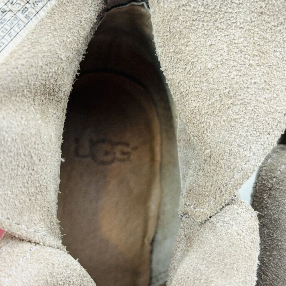 Womens 6 UGG Elora Ankle Boot Sahara Taupe Suede Leather‎ Slip On Boots